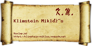 Klimstein Miklós névjegykártya